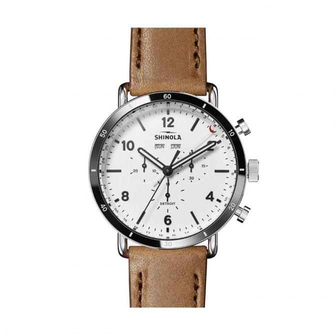 Shinola Canfield Sport Chronograph 45mm Watch, White Dial