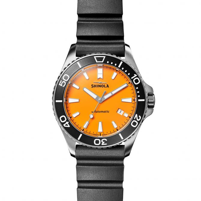 Shinola Lake Huron Monster 43mm Watch, Orange Dial