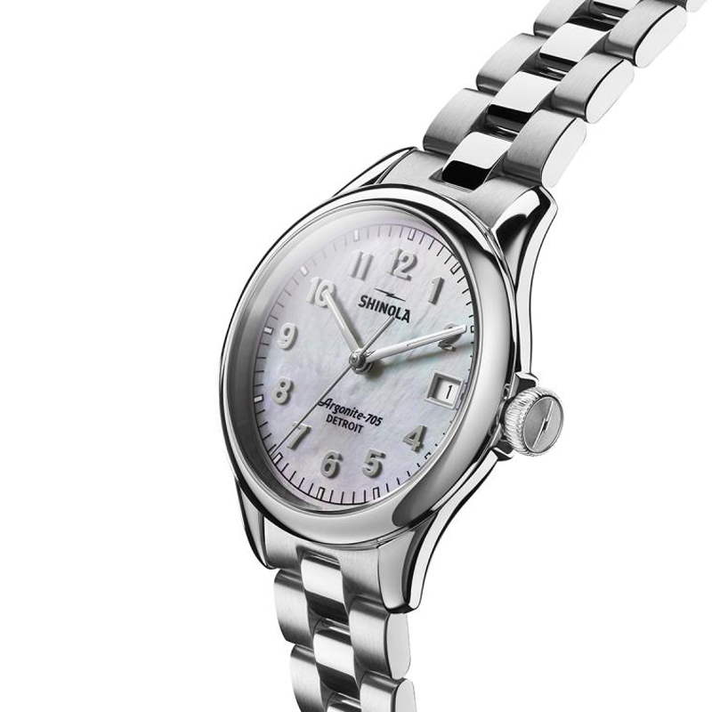 Shinola Vinton 32mm Watch, Silver Mother of Pearl Dial