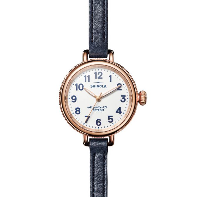 Shinola Birdy White Dial 34mm Women's Watch, Navy and White Dial