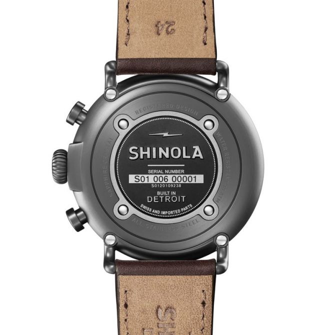 テレビ shinoshino7007 47MM Runwell Chrono Black Dial with Navy Blue Sub Dials and Black Leat