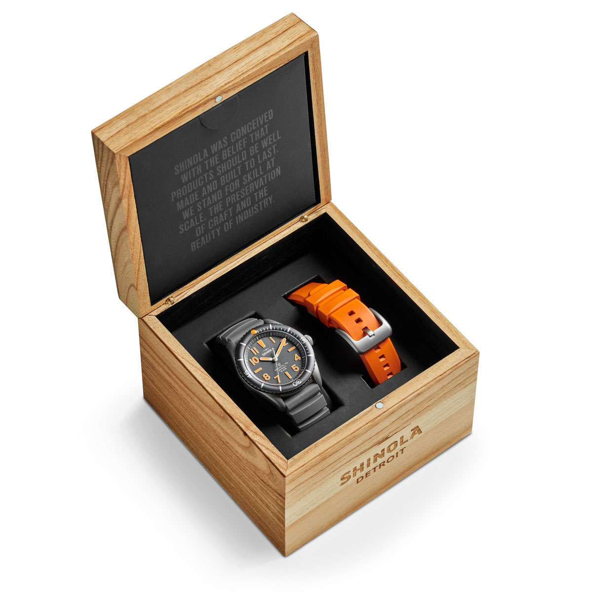 Shinola Duck 42mm Men's Watch, Orange and Grey Dial