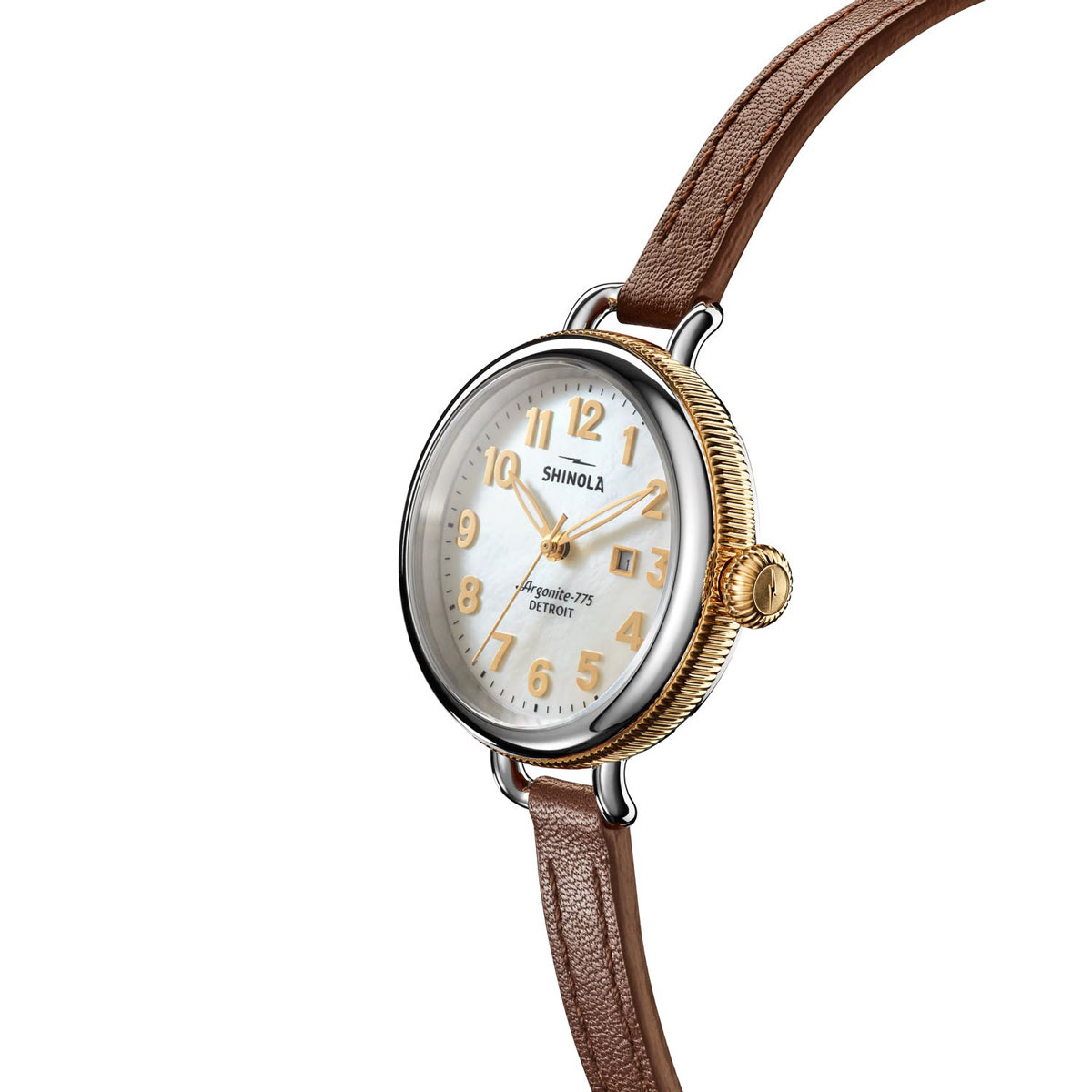 Shinola Birdy 34mm Leather Watch, Mother of Pearl Dial