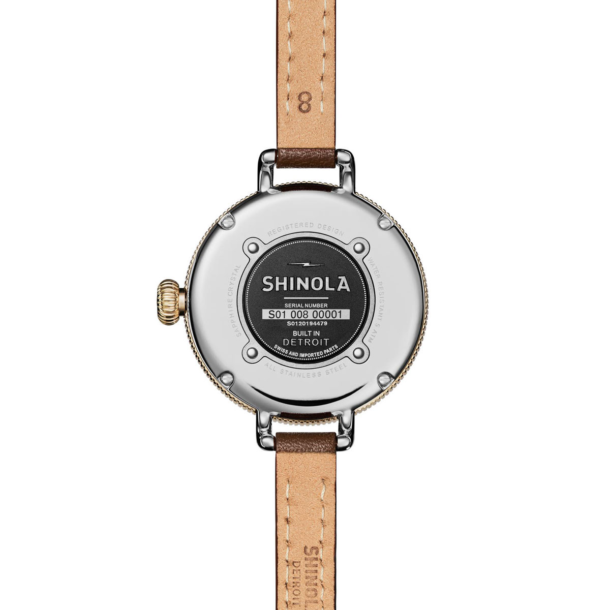 Shinola Birdy 34mm Leather Watch, Mother of Pearl Dial