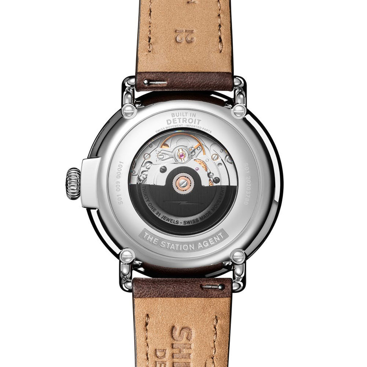 Shinola Station Agent Automatic 45mm Watch, White and Gold Dial