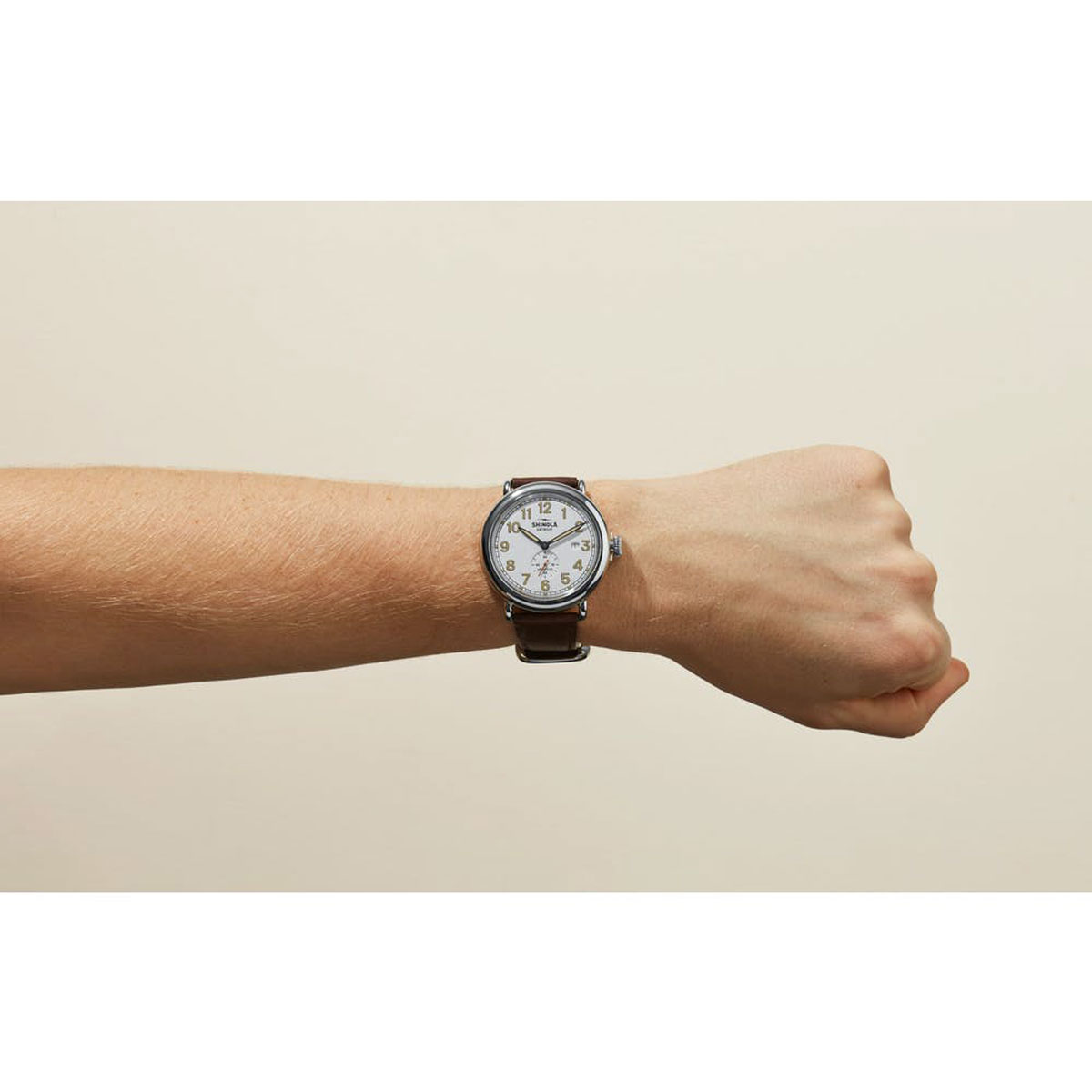 Shinola Station Agent Automatic 45mm Watch, White and Gold Dial