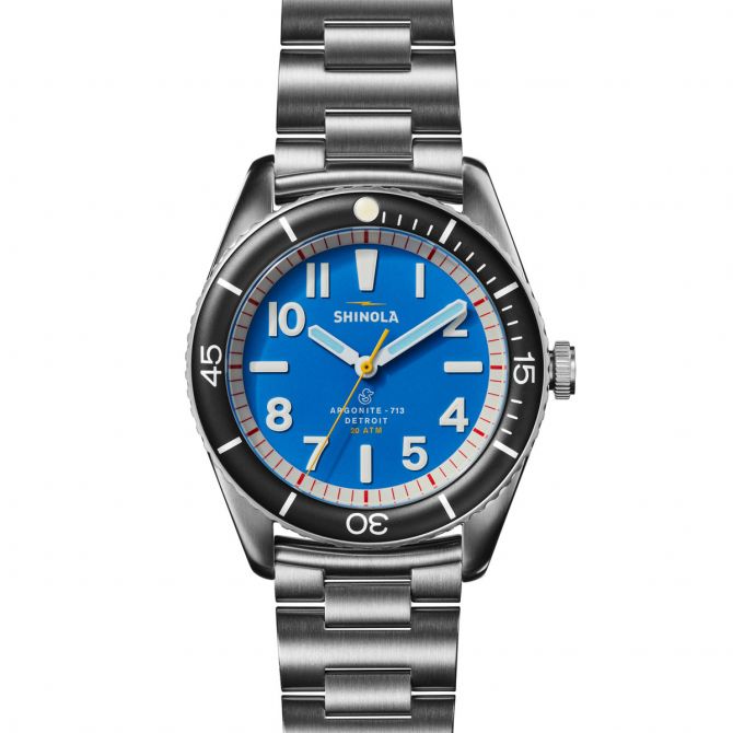 Shinola Duck 42mm Watch, Bermuda Blue and Silver Dial