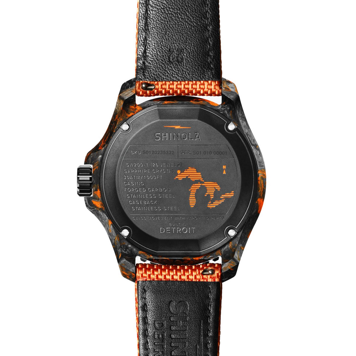 Shinola Forged Carbon Monster Automatic 45mm Watch, Black Dial