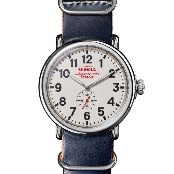 Shinola Runwell 47mm Watch, White and Navy Dial