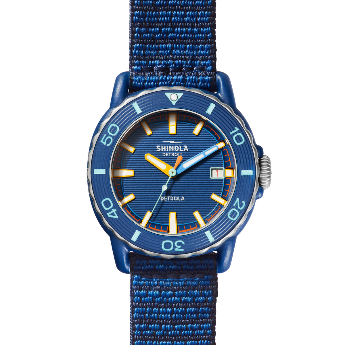 Shinola Sea Creatures 40mm Watch, Blue and Yellow Dial