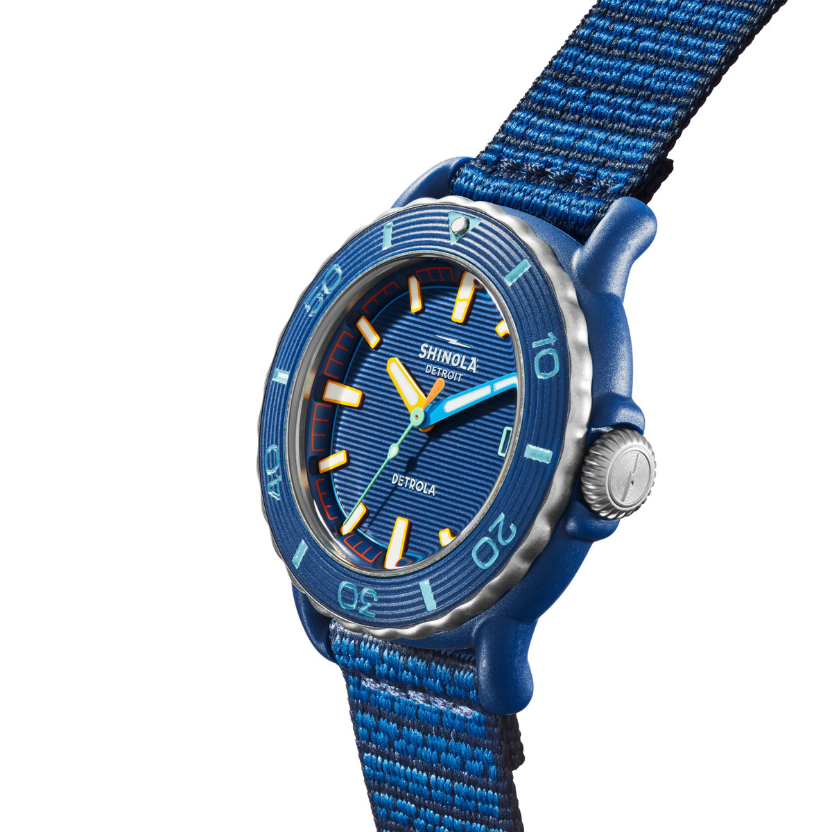 Shinola Sea Creatures 40mm Watch, Blue and Yellow Dial