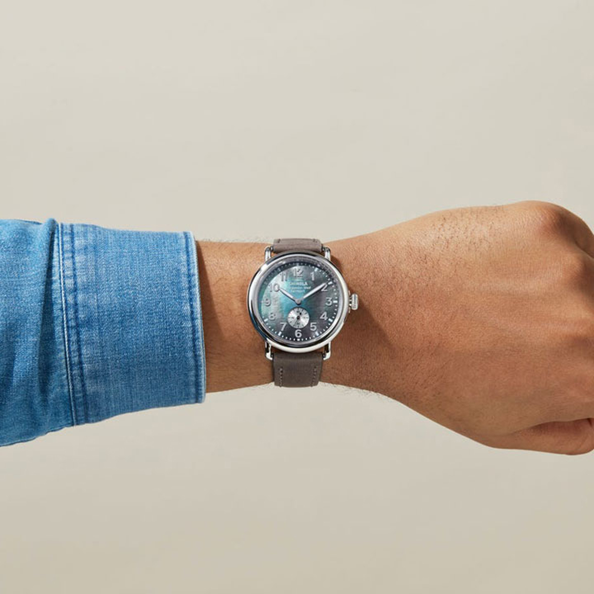 Shinola Runwell 41mm Watch, Grey Mother of Pearl