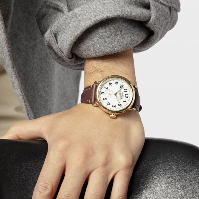 Shinola Runwell 41mm Watch, White Enamel Dial S0120266280