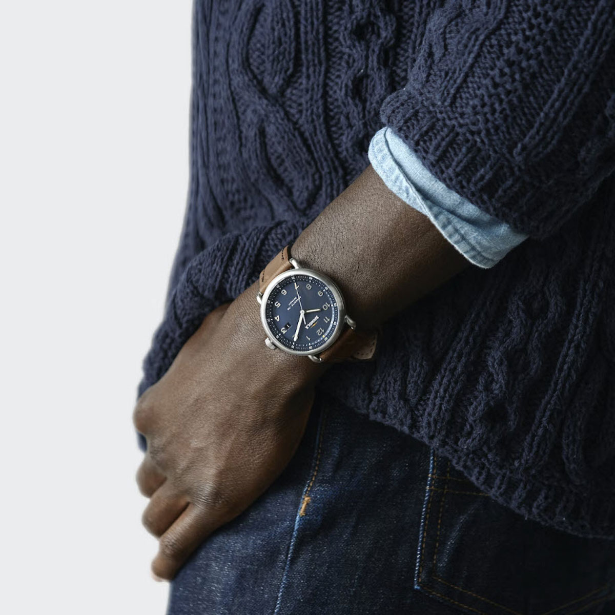 Shinola Canfield Model C56 43mm Men's Watch, Blue Dial