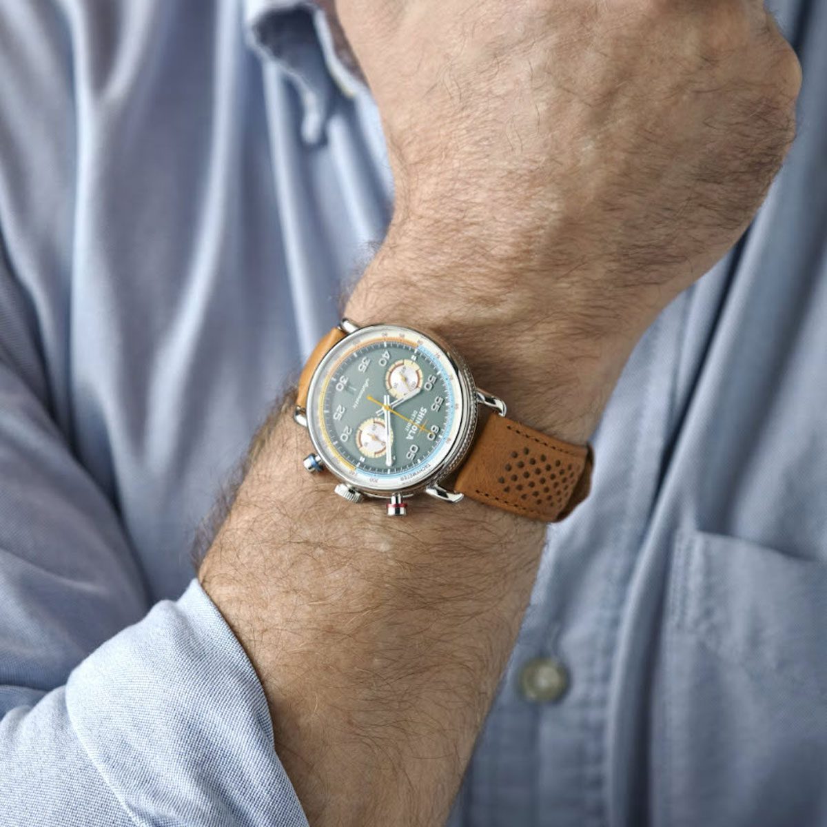 Shinola The Canfield Speedware 44mm Men's Watch, Pea Gravel Green Dial