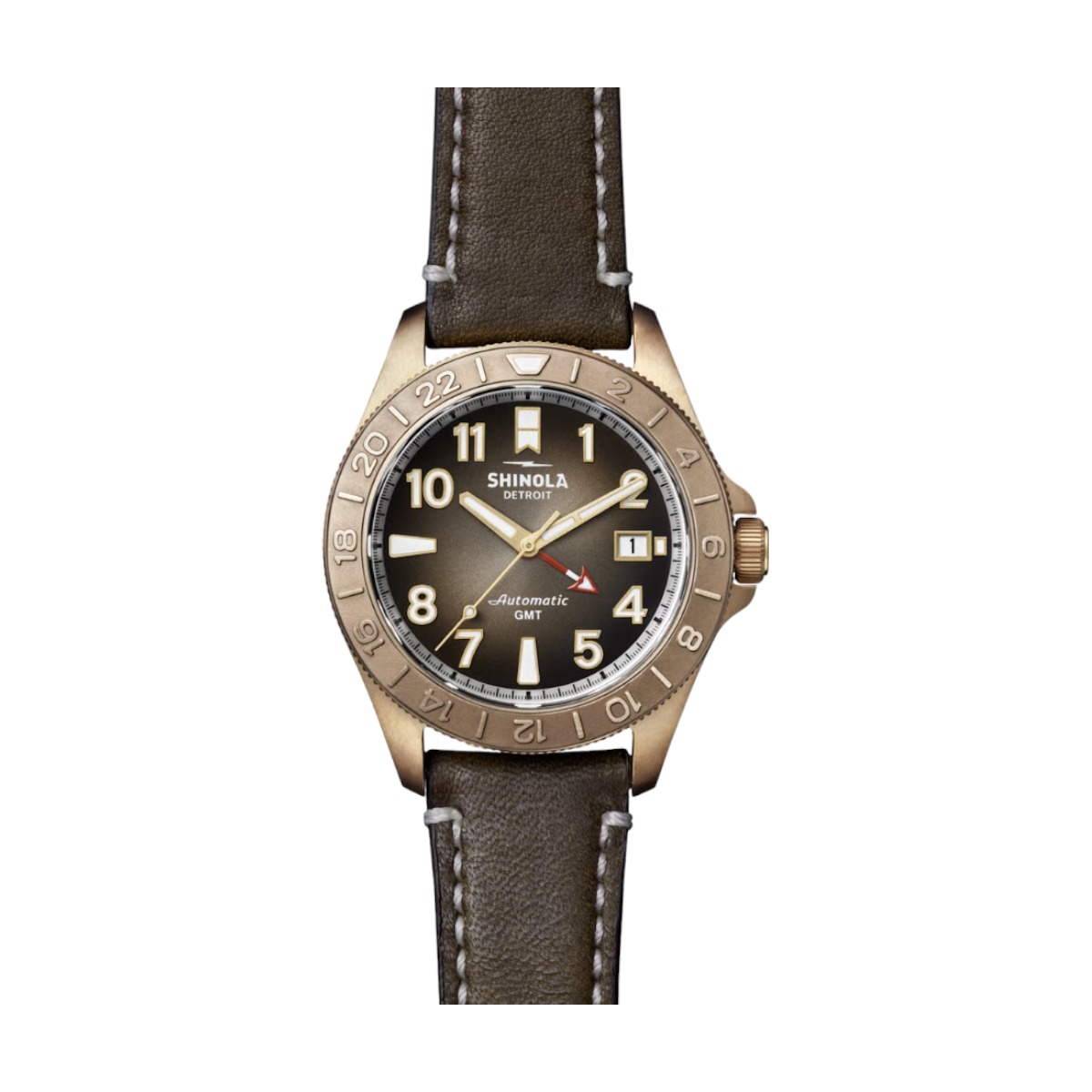 Shinola Bronze Monster GMT 40mm Men's Watch, Deep Brown Dial