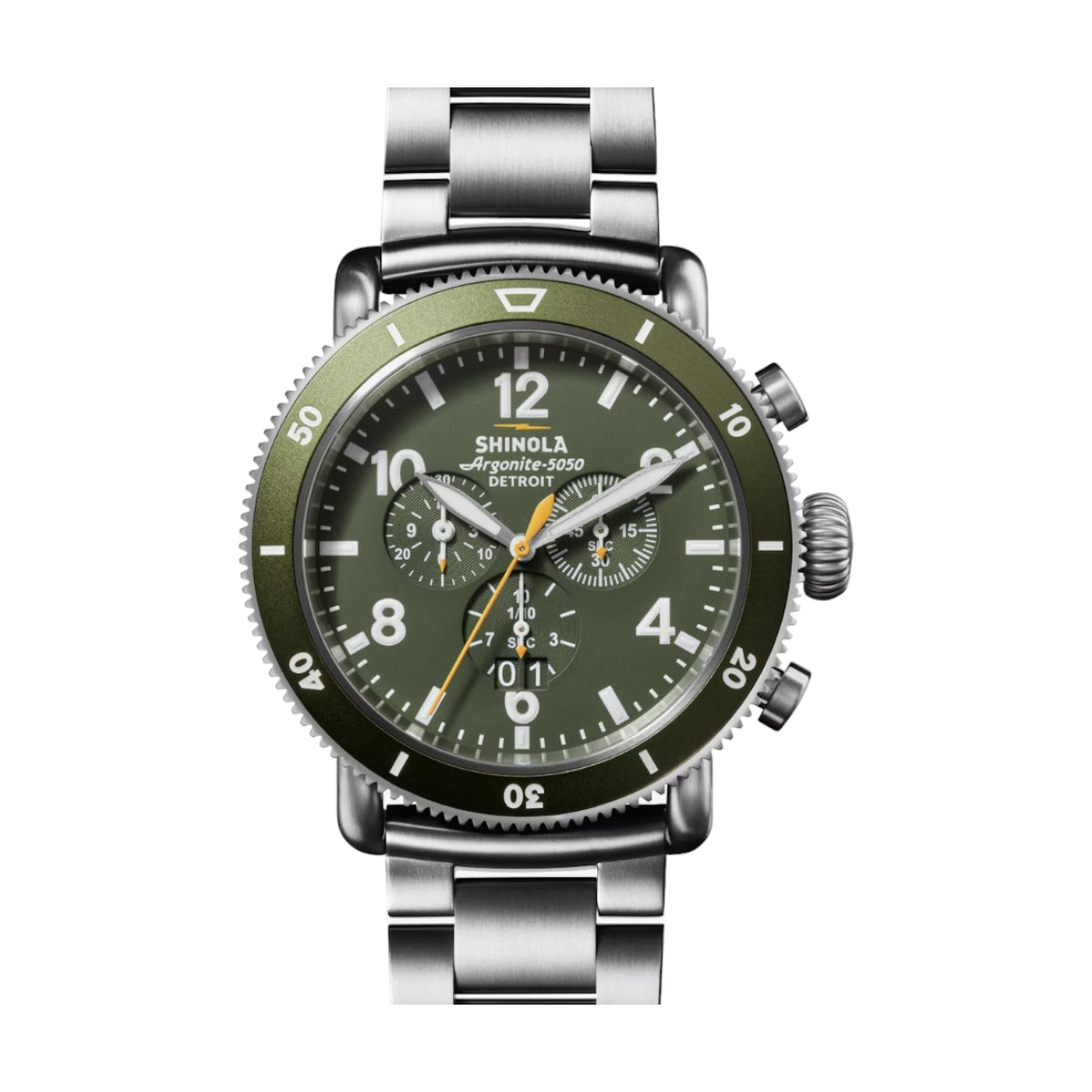 Shinola Runwell Sport Chronograph 48mm Men's Watch, Dark Olive