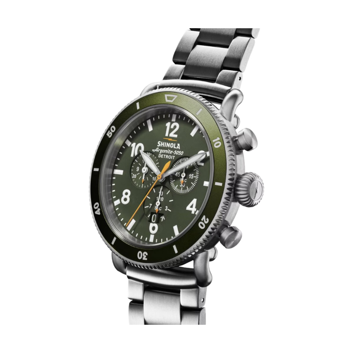 Shinola Runwell Sport Chronograph 48mm Men's Watch, Dark Olive Green Dial