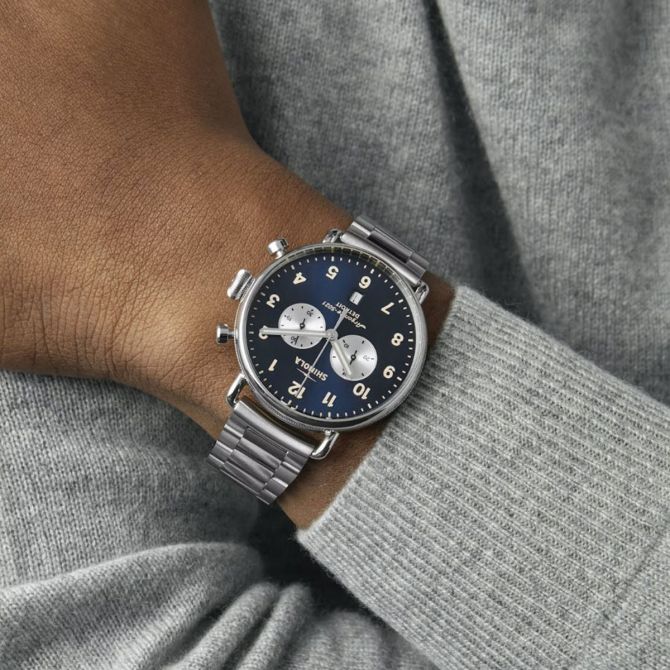 Shinola Canfield Chronograph 43mm Men's Watch, Midnight Blue Dial