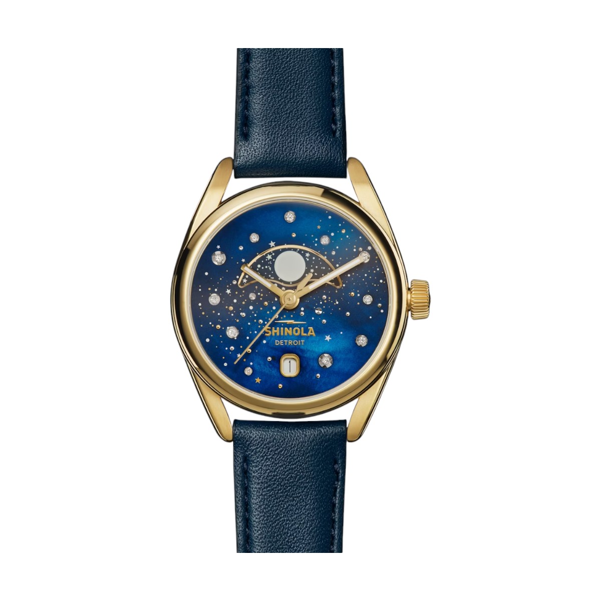 Shinola Celestial Derby 38mm Watch, Midnight Blue Mother of Pearl