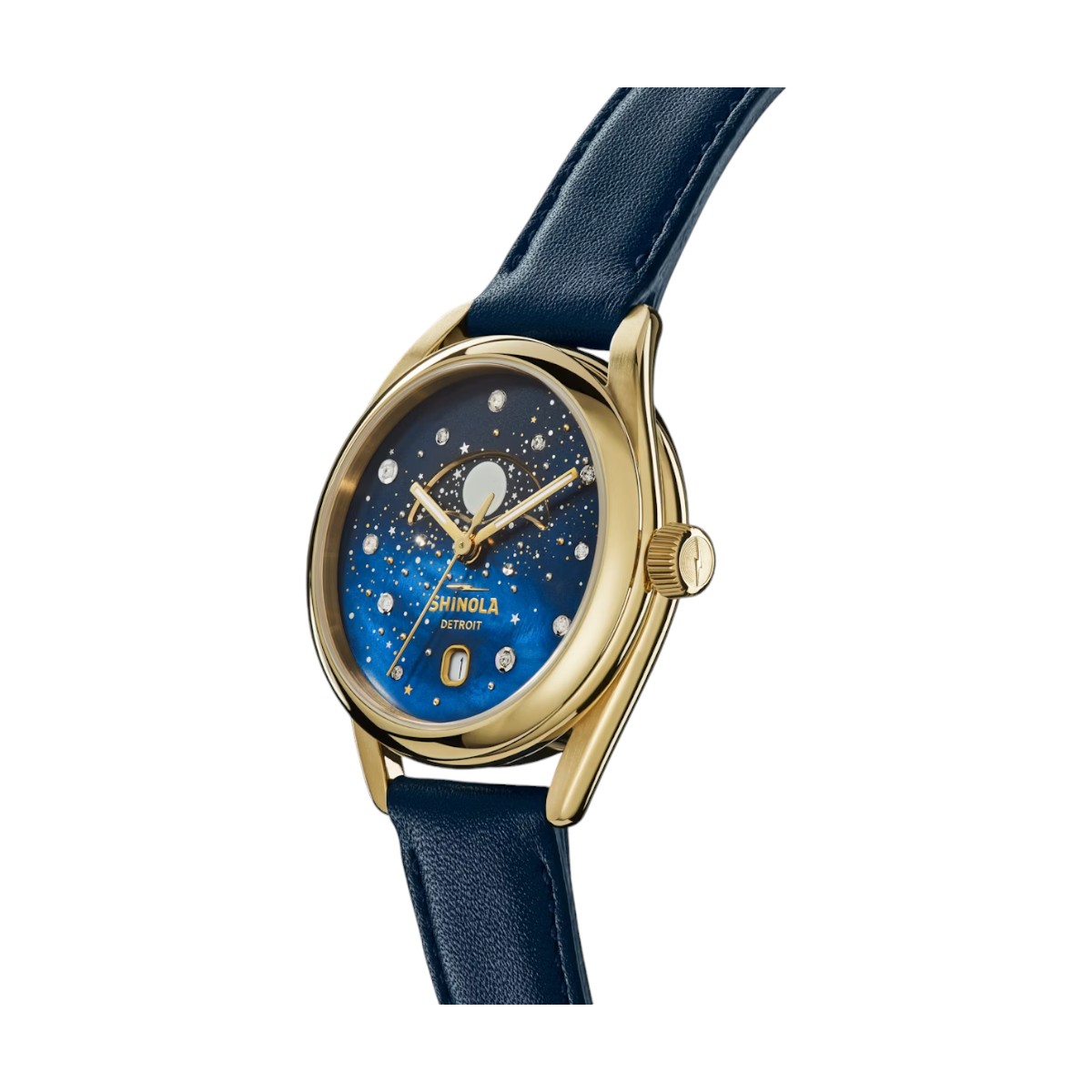 Shinola Celestial Derby 38mm Watch, Midnight Blue Mother of Pearl Dial