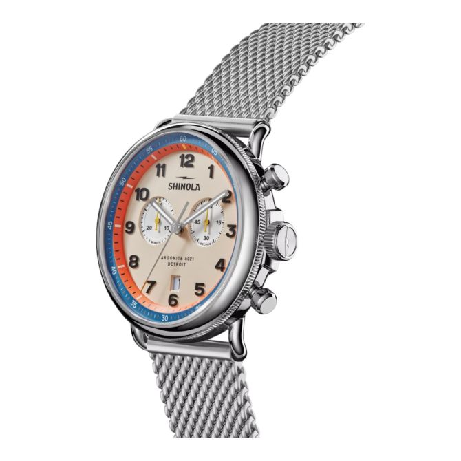 Shinola Canfield Chronograph Model C56 43mm Men's Watch, Cream