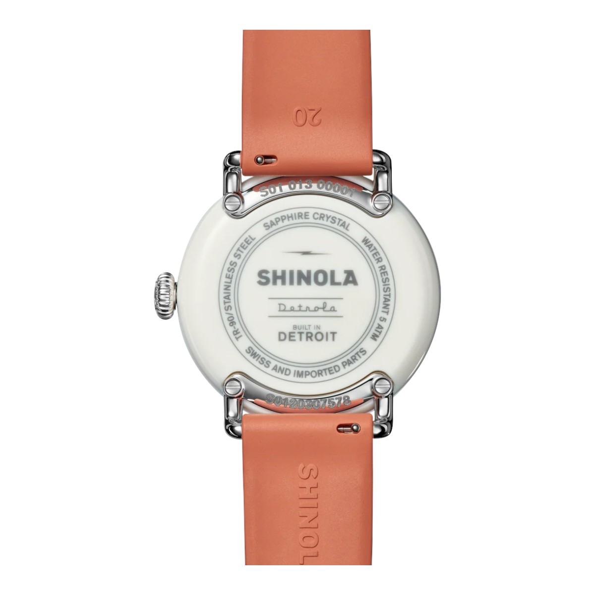 Shinola Detrola 41mm Women's Watch, Grey Stripe Dial and Peach Band
