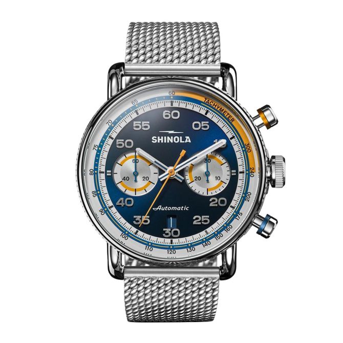 Shinola Canfield Speedway Open Road Automatic Chronograph 44mm Men's Watch, Blue Dial