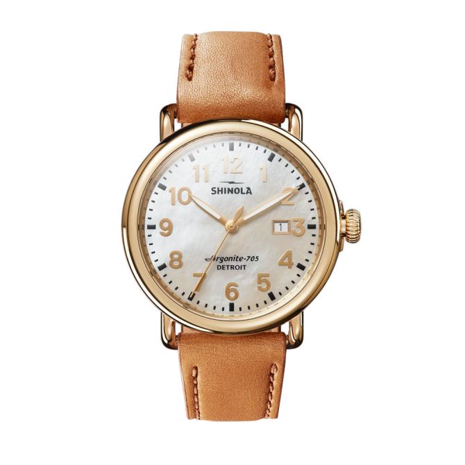 Shinola Runwell Date 41mm Women's Watch, White Mother of Pearl Dial