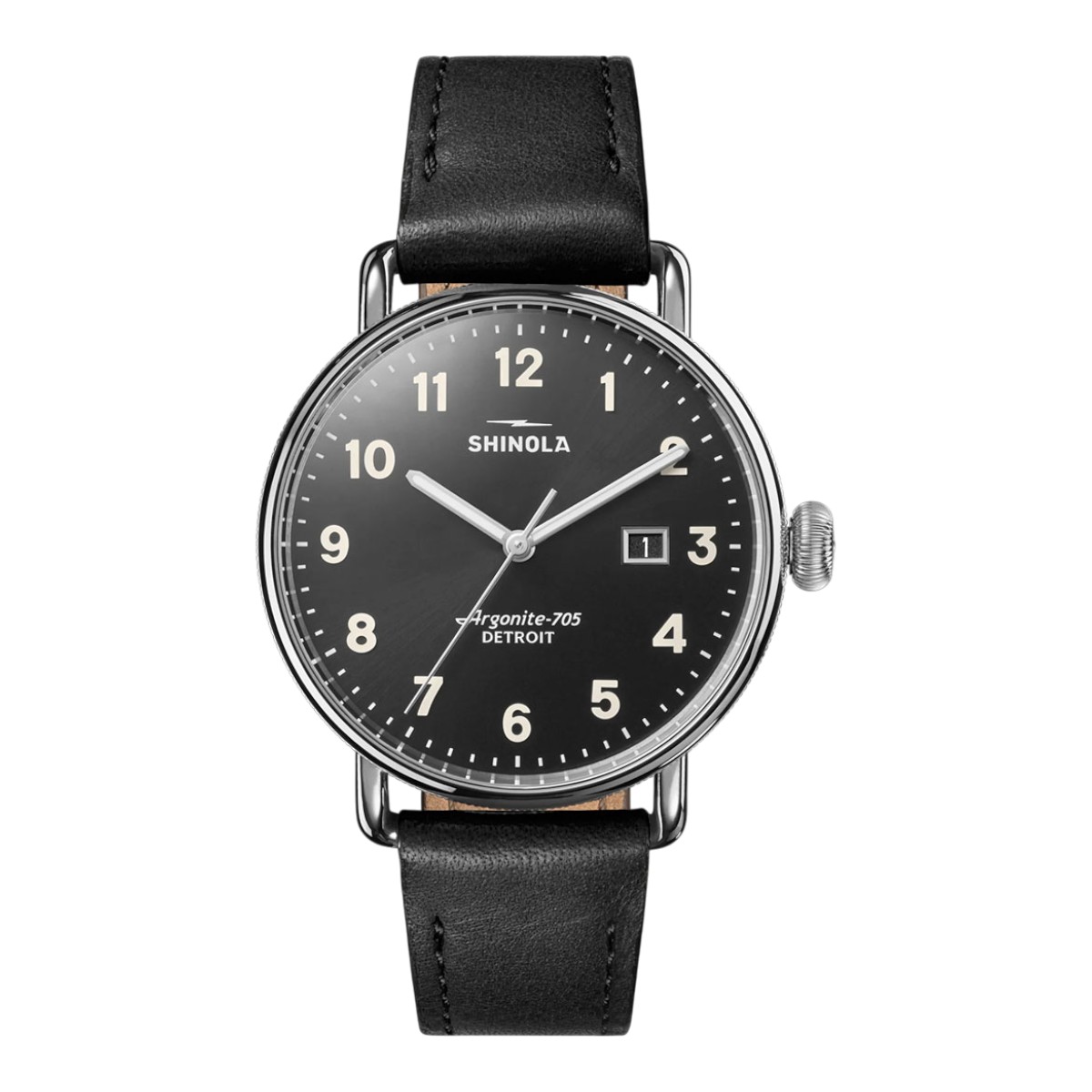 Shinola Canfield 38mm Men's Watch, Black Dial and Leather Strap