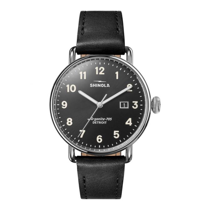 Shinola Canfield 38mm Men's Watch, Black Dial and Leather Strap