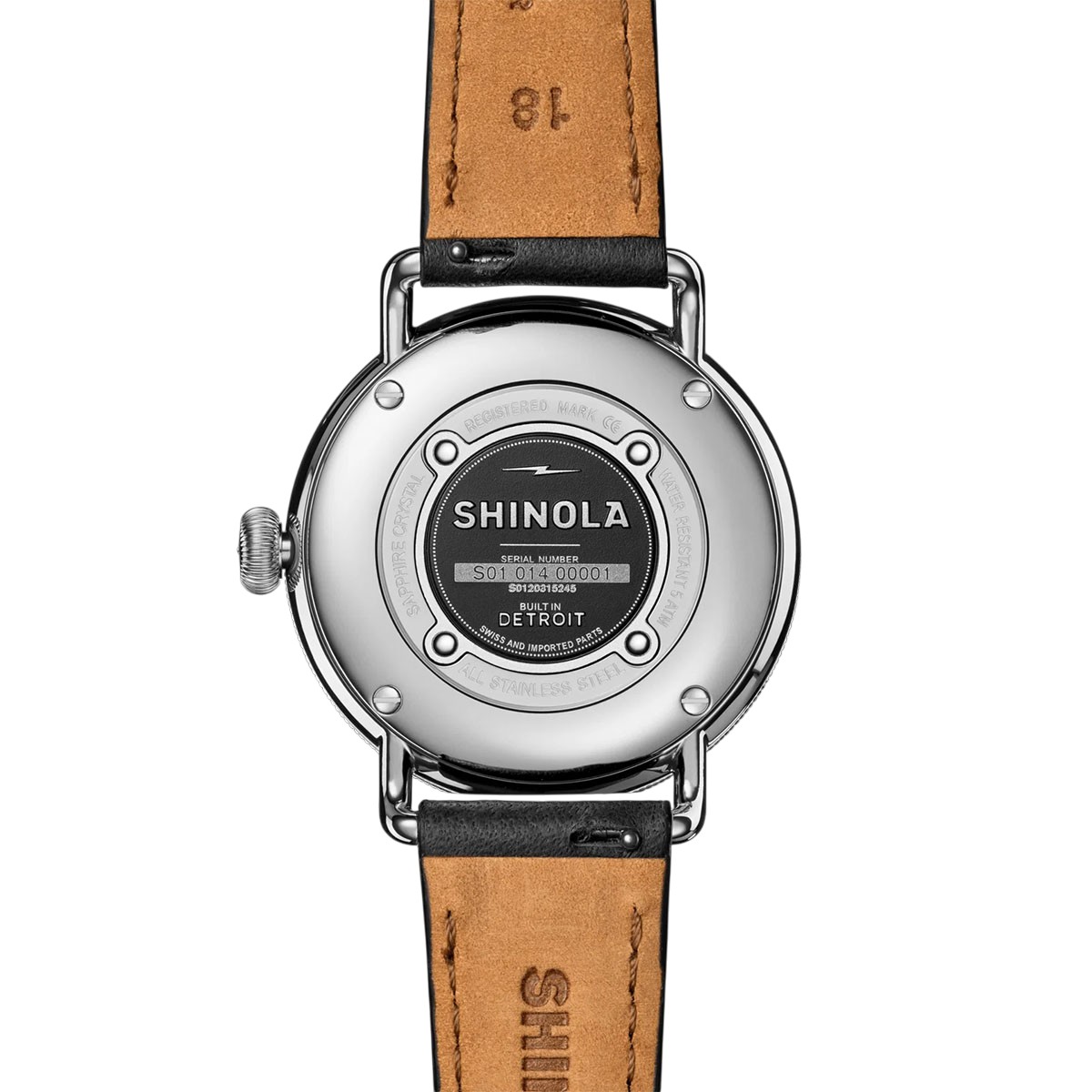 Shinola Canfield 38mm Men's Watch, Black Dial and Leather Strap