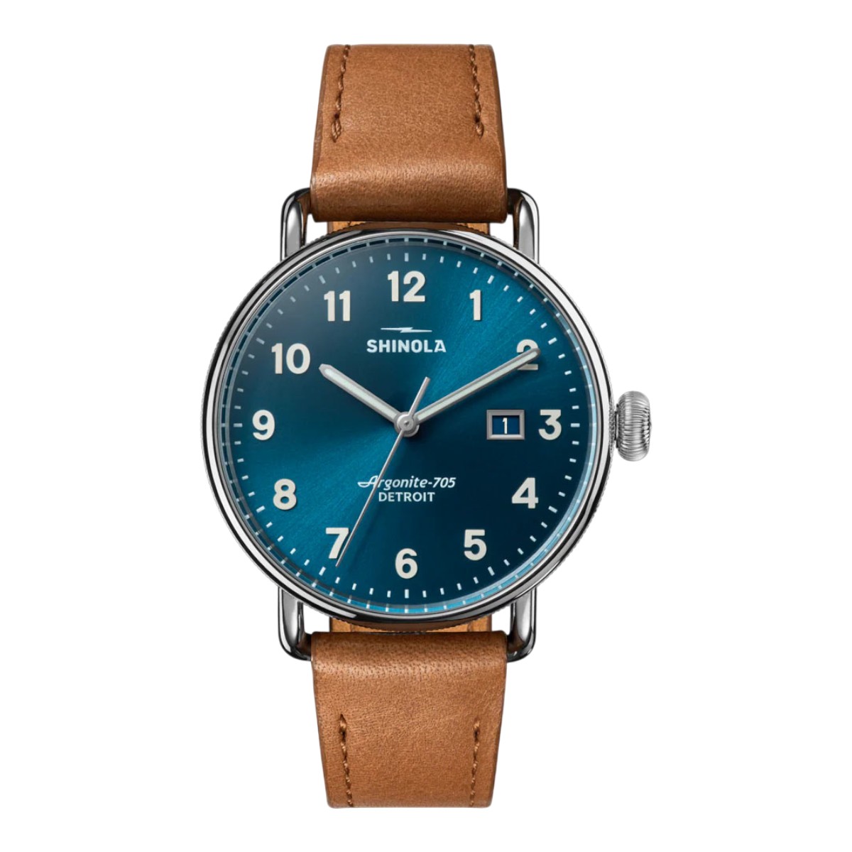 Shinola Canfield 38mm Men's Watch, Astro Blue Dial and Brown Leather Strap