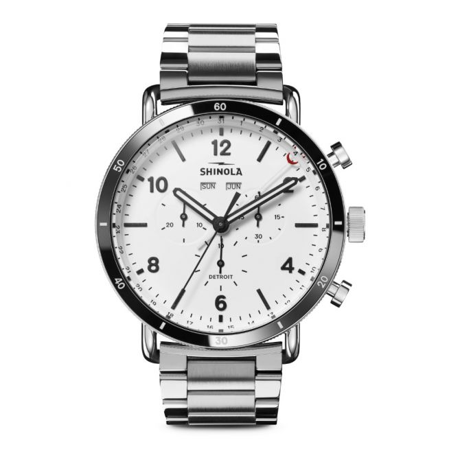 Shinola Canfield Sport Chronograph 45mm Men's Watch, White Dial