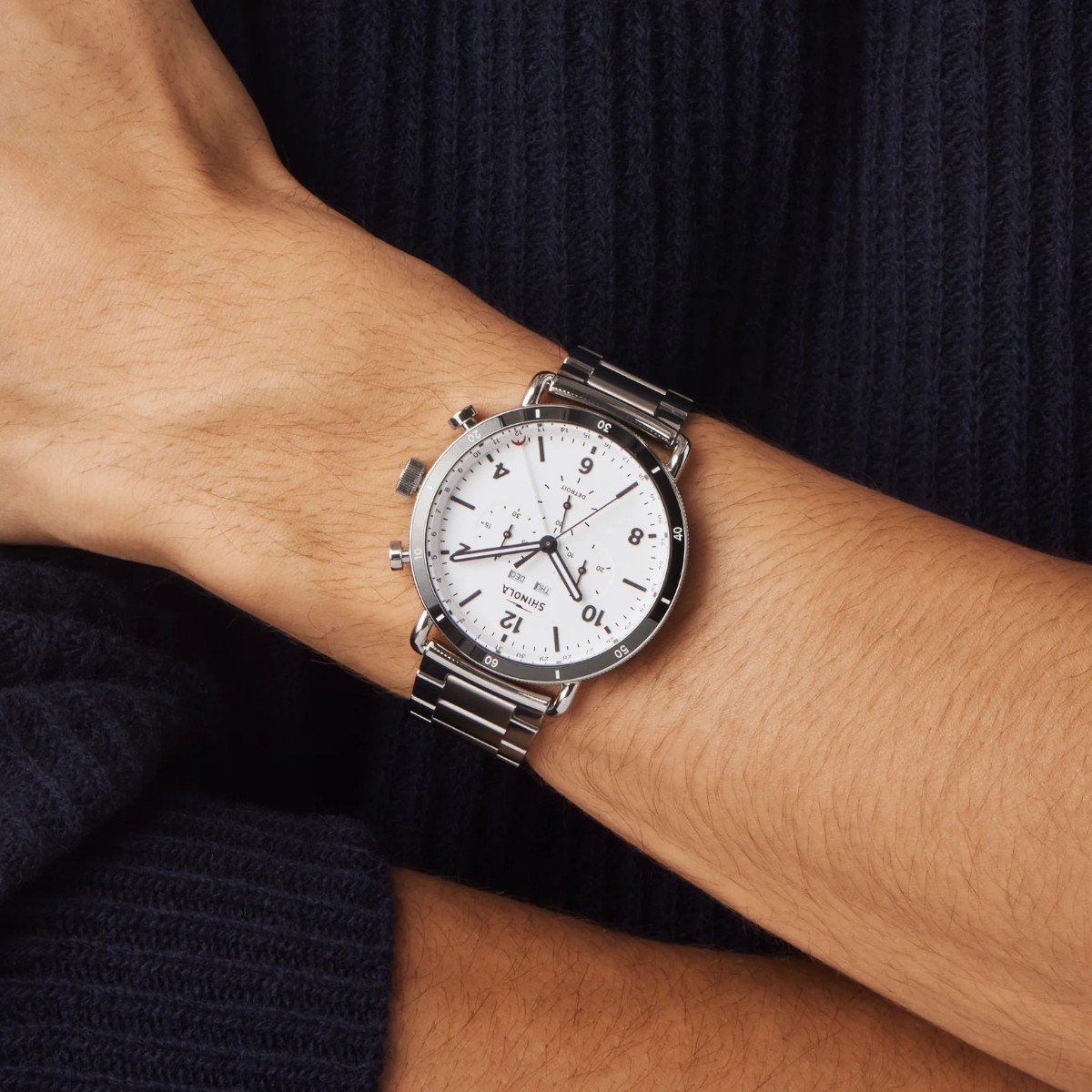 Shinola Canfield Sport Chronograph 45mm Men's Watch, White Dial