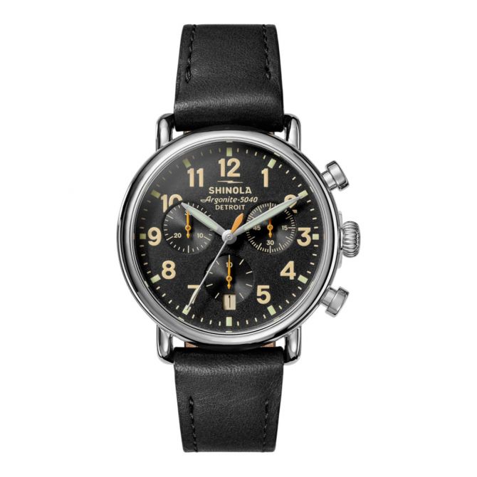 Shinola Runwell Chronograph 37mm Watch, Black Dial