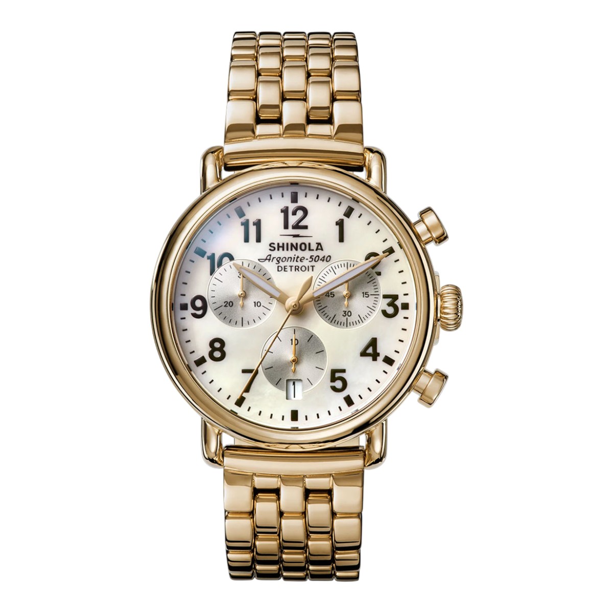 Shinola Runwell Chronograph 37mm Women's Watch, White Mother of Pearl Dial