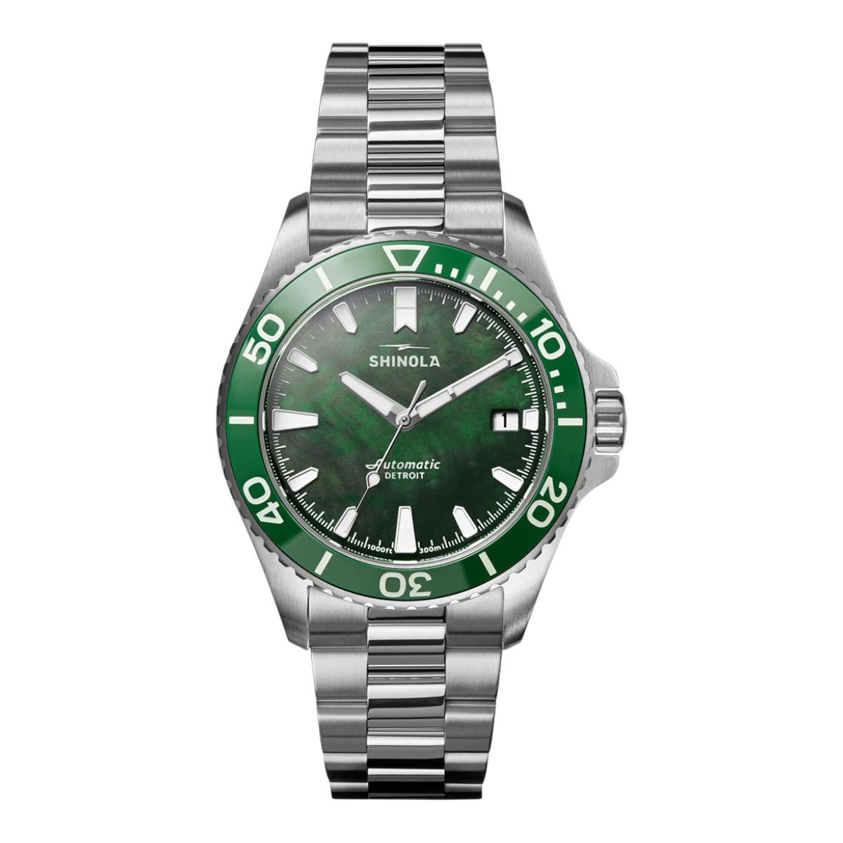 Shinola Lake Ontario Monster Automatic Dive 39mm Men's Watch, Green Mother of Pearl Dial