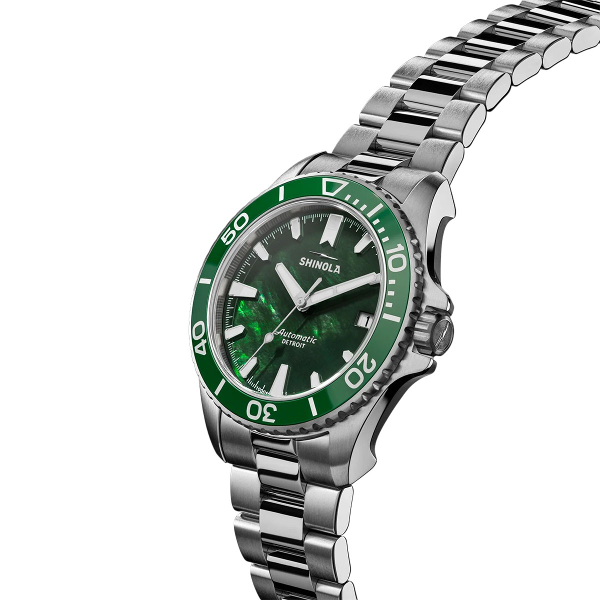 Shinola Lake Ontario Monster Automatic Dive 39mm Men's Watch, Green Mother of Pearl Dial