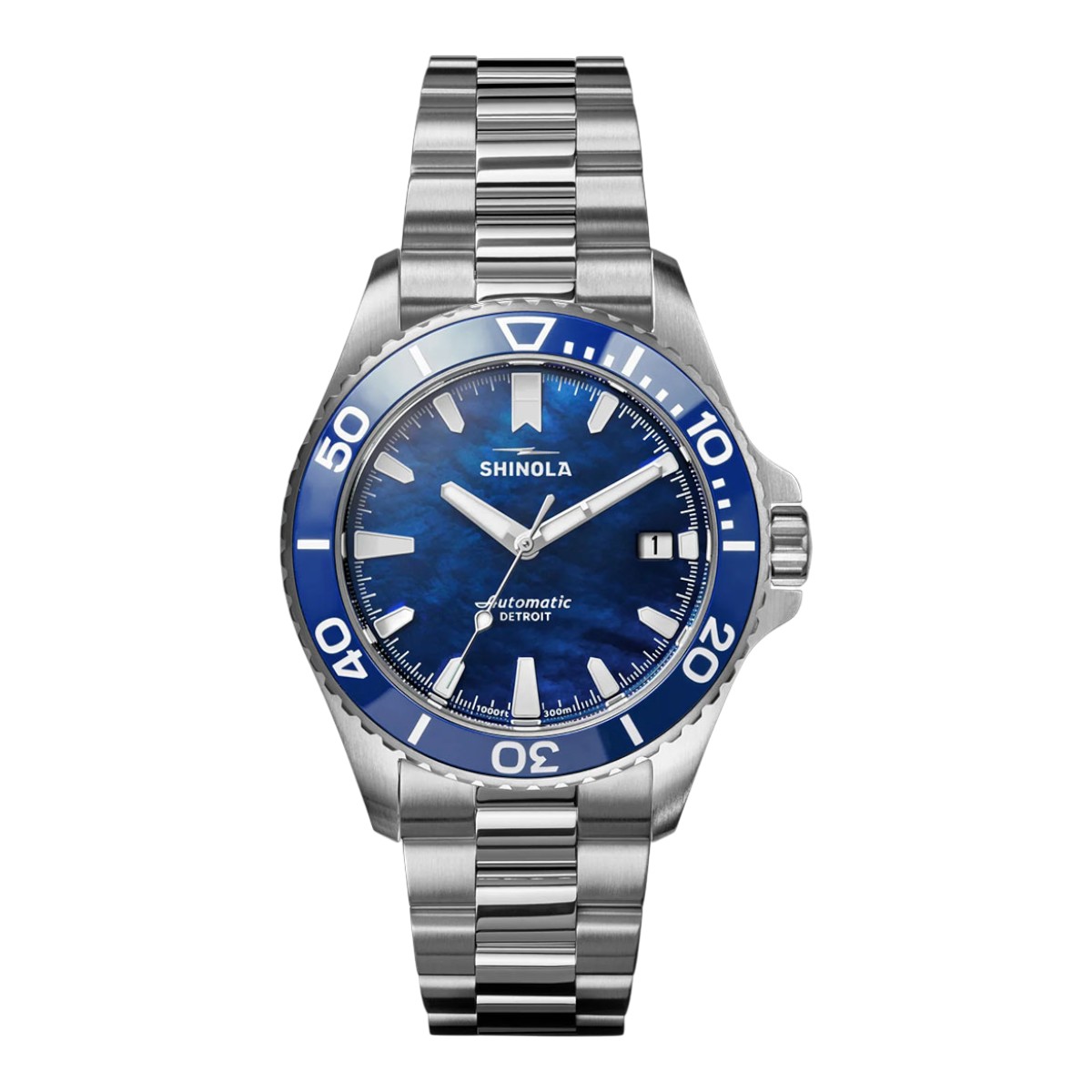 Shinola Lake Michigan Monster Automatic Dive 39mm Men's Watch, Blue Mother of Pearl Dial