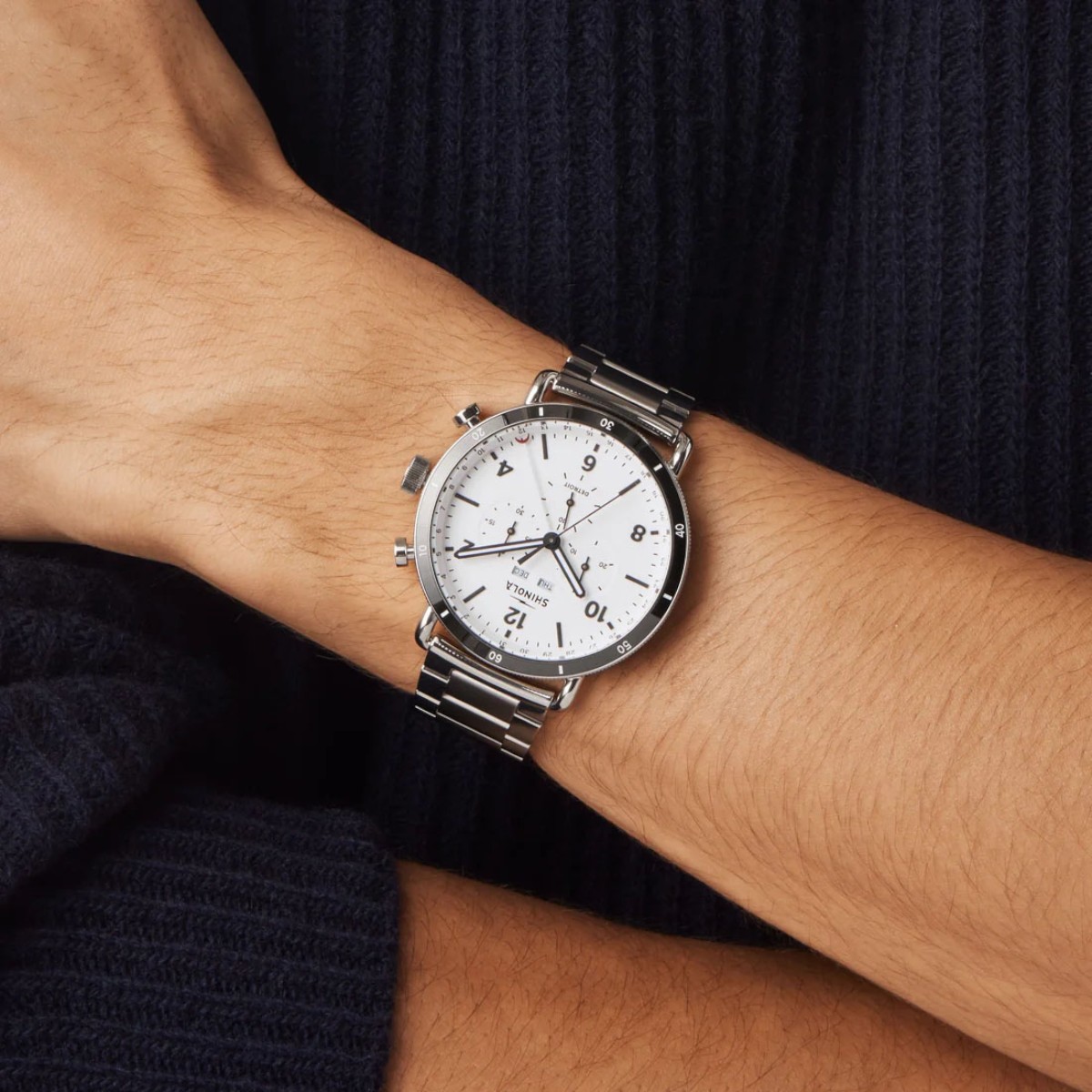 Shinola Canfield Sport Chronograph 45mm Men's Watch, White Dial