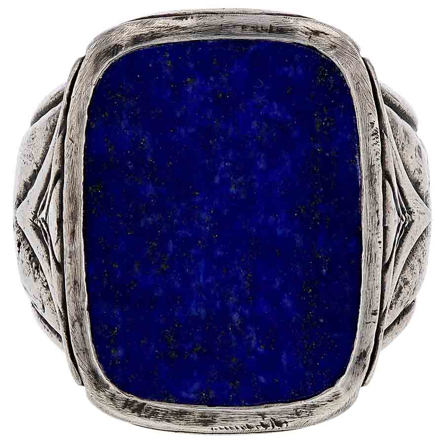 John Varvatos Sterling Silver Lapis Lazuli Rectangular Ring, Size 10