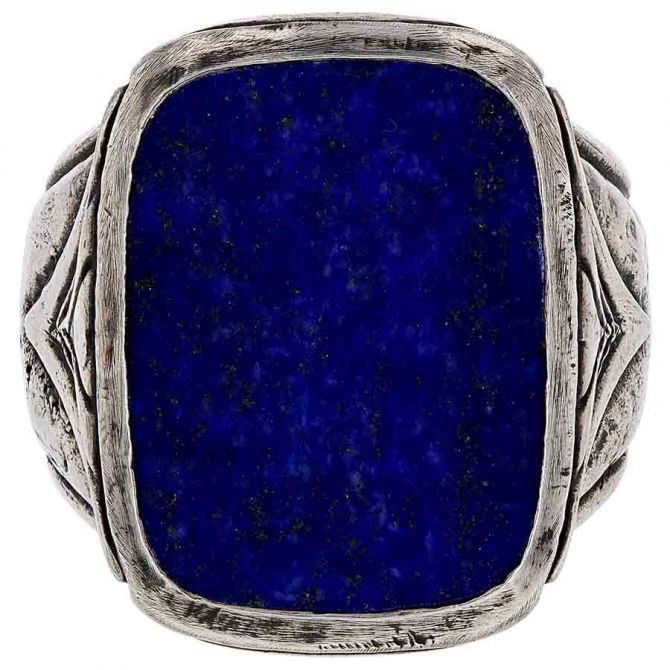 John Varvatos Sterling Silver Lapis Lazuli Rectangular Ring, Size 10