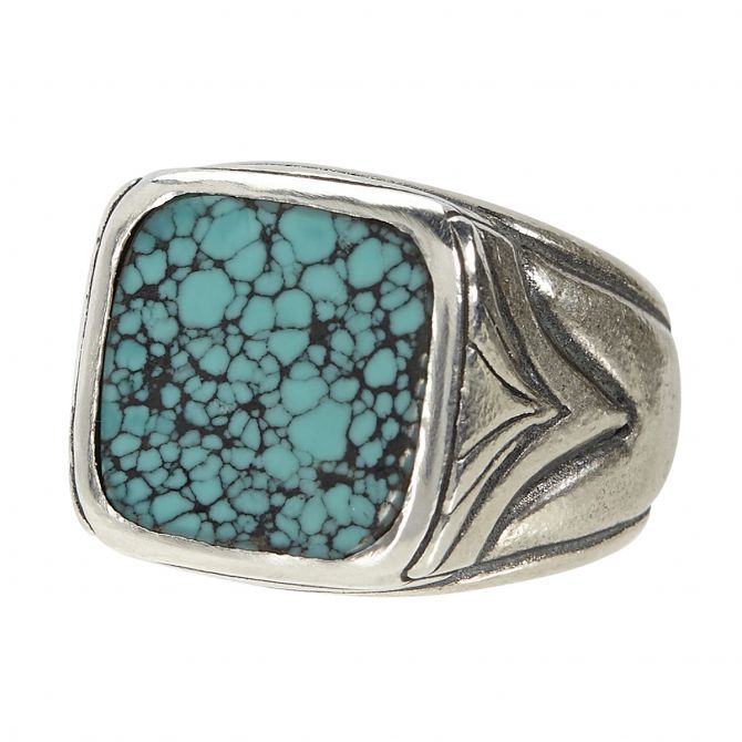John Varvatos Turquoise & Sterling Silver Ring, Size 11