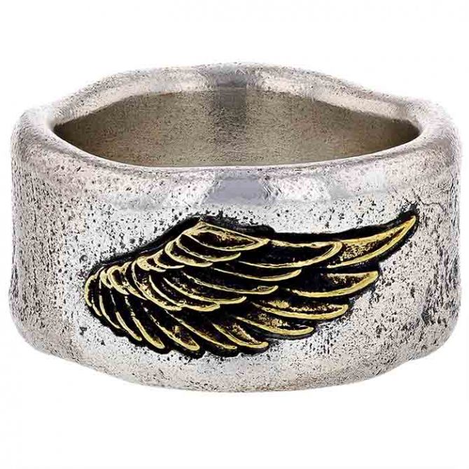 John Varvatos Silver & Brass Wing Ring