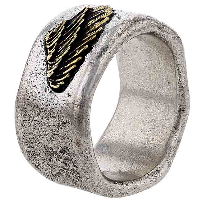 John Varvatos Silver & Brass Wing Ring