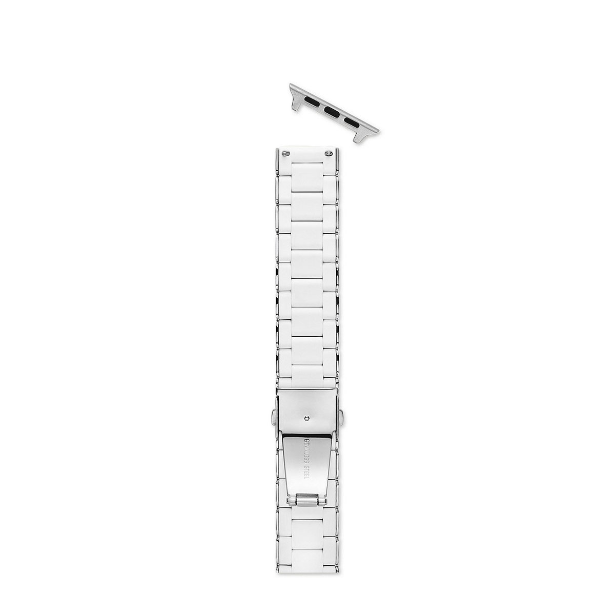 Michele White and Stainless Steel Silicone Wrapped Apple Watch Bracelet Band