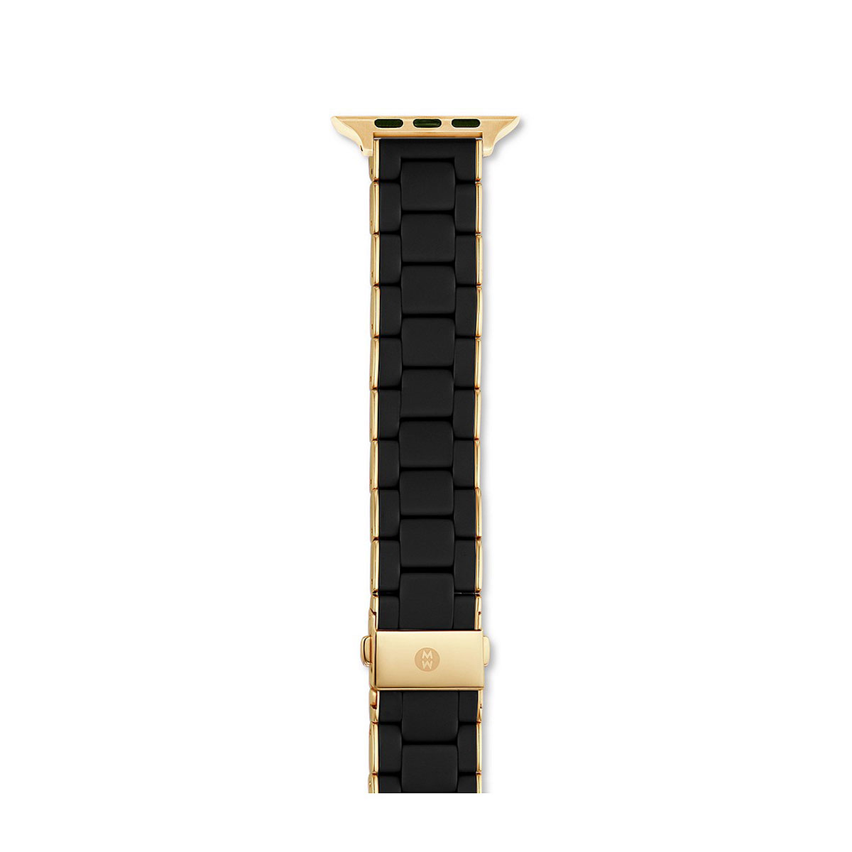 Michele Black and Gold Tone Silicone Wrapped Apple Watch Bracelet Band