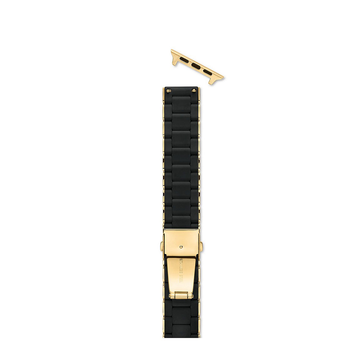 Michele Black and Gold Tone Silicone Wrapped Apple Watch Bracelet Band