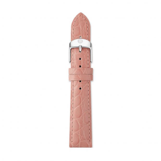 Michele 18mm Blush Embossed Crocodile Leather Strap